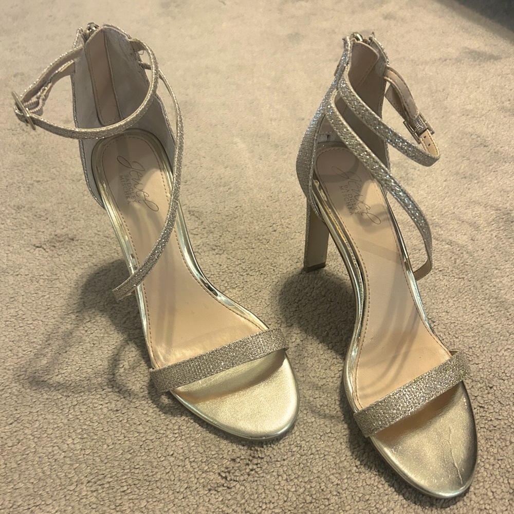 Gold Badgley Mishka strappy sandals size 7.5